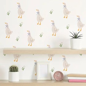 Resim Çekici Boho Sulu Boya Ördek Duvar Stickerı - Yatak Odası, Oturma Odası, Banyo için Çıkarılabilir PVC Hayvan Stickerı - Mükemmel Ev Dekor Hediyesi 