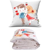 Resim Love 2 Tv Battaniyeli Opsiyonel Dekoratif Araç İçi Yastık Çok Renkli 