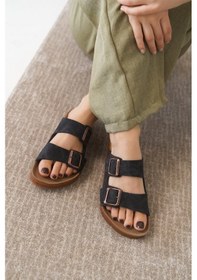 Resim Daxtors Arizona Günlük Ortopedik Unisex Tokalı Terlik Siyah 
