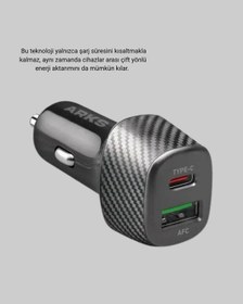 Resim Nrzsnt Pd Destekli 38w Araç Şarj Başlığı Type-c + Usb Çift Çıkış Hızlı Şarj 