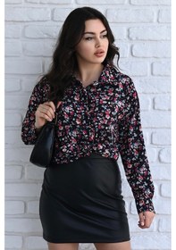 Resim Koza Butik Kadın Uzun Kollu Desenli Gömlek 1529-23 001 