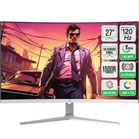Resim Gamepower Vivid F20 27" 1500R Curved RGB Beyaz 120Hz 1Ms FHD Va Panel 2x2W Speaker Gaming Monitör 