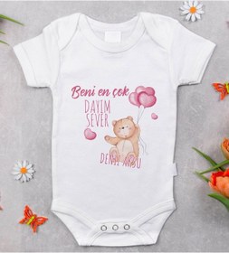 Resim Bitmeyenkartus Bk Kids Isimli Beni En Çok Dayım Sever Tasarımlı Bebek Body Zıbın Çok Renkli 