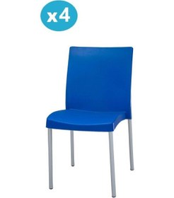 Resim Omnipazar Mt-cf875 Vortice Plastik Bahçe Balkon Sandalye 4'lü Set Mavi 