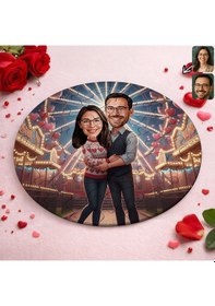 Resim Bk Gift Kişiye Özel Sevgili Karikatürlü Yuvarlak Puzzle 20x20cm -11, Sevgililer Günü Hediyesi, Sevgiliye Hediye Kobitmeyencom36164 Bk Gift 