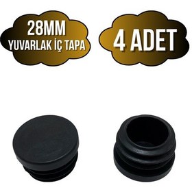 Resim Yuvarlak Demir Profil İç Tapa Geçme Plastik Ayak Geçme Koruma Plastiği 28mm 4 Adet Siyah Siyah 