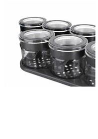 Resim Yomna 3'lü Standlı Antrasit Kaşıklı Baharat Seti 