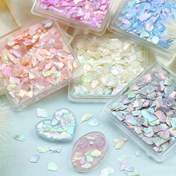 Resim 1 Kutu Işıltılı Aurora Deniz Kabuğu Dilimleri - İridiscent Epoksi Reçine Dolgu, 3g, Çok Renkli Düzensiz Kabuk Parçaları DIY El İşleri, Takı Yapımı & Dekoratif Projeler için, Kabuk Takı 