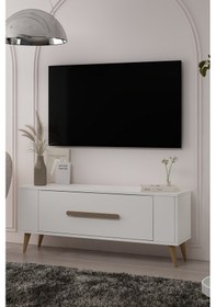 Resim Tv1336dd Retro-128 Tv Sehpası Beyaz-safirmeşe Beyaz-safirmeşe 