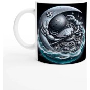 Resim Yengeç Burcu Baskılı Kahve Kupası - Zamanın Çarkları Astroloji Mekanizması Vs2 