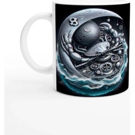 Resim Yengeç Burcu Baskılı Kahve Kupası - Zamanın Çarkları Astroloji Mekanizması Vs2 