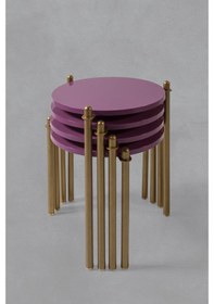 Resim 4 Lü Flora Zigon Sehpa -fuşya 