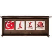 Resim Çanakkale Serisi 4'lü Traverten Dekoratif Askılık 