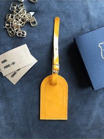 Resim Vip Gift Voyager Bagaj Isimlik Valiz Bavul Etiketi Hakiki Deri Sarı Parlak 