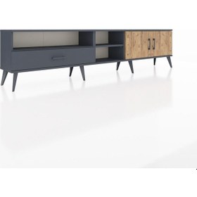Resim Arges Tv Ünitesi 3 Raflı Tek Çekmeceli 2 Kapaklı 220x30x51 Antrasit-çam/antrasit Atlas Çam/antrasıt - Antrasıt 