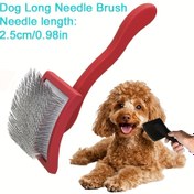 Resim 1 adet LUKISU Ekstra Uzun Paslanmaz Çelik Köpek Tüy Fırçası, 2.5 cm/0.98 inç İğneler ve Rahat Tutma Saplı - %95 Ölü Tüyler ve Düğümleri Temizler, Kuyruklu Teriyerler, Kurdu, Labradorlar ve Orta/Büyük Boy Köpekler için Eğimli Tasarım, Köpek Aksesuarları 