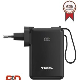 Resim Torima TRM-1017 Siyah 10000 mAh Type-C Giriş ve Çıkışlı Taşınabilir 22,5 W Hızlı Şarj Dijital Göstergeli Powerbank 