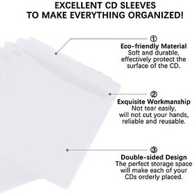 Resim 600 Adet CD DVD Kılıfı, Premium CD Çift Taraflı Dolum Plastik Kılıf CD ve DVD Depolama Klasörleri için (Beyaz) 
