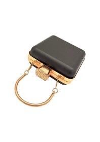 Resim Angel Çanta Aksesuar Abiye Çanta Kalıbı Taşlı Kare Model Light Gold Metalli 
