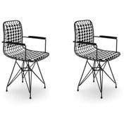 Resim Knsz kafes tel sandalyesi 2 li mazlum syhkono kolçaklı sırt minderli ofis cafe bahçe mutfak 