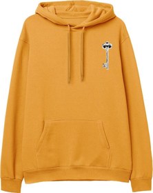 Resim Key Baskılı Hoodie-Portakal 