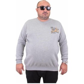 Resim Starbattal Erkek Büyük Beden Sıfır Yaka Sweat Conture Club 23203 Grı Melanj-Grı Melanj 