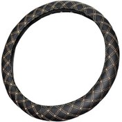 Resim Direksiyon Kılıfı Siyah 45 Cm Geçmeli Bej Nakış Tır Kamyon Midibüs - 