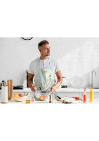 Resim Adawall Renkli Palmiye Yaprak Detaylı Mutfak Önlüğü 