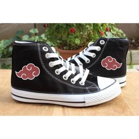 Resim BAREM BUTİK Barem Butik Naruto Cloud Baskılı Siyah Kanvas Ayakkabı 