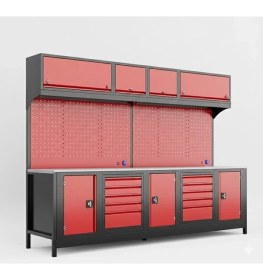 Resim Dorf 3 Metre Modüler Üst Dolaplı 10 Çekmeceli 3 Dolaplı Çalışma Tezgahı Boş 