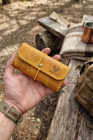 Resim English Leather Cüzdan Tutun Çantası Hakiki Deri Tutun Kesesi Açık Boyut: 13cm 19cm Kapalı Boyut: 7cm 13cm 