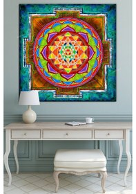 Resim Yaşam Çiçeği Kutsal Geometri Sri Yantra Kanvas Tablo 120 x 120h 
