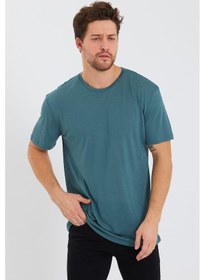 Resim Erkek Tencel Kumaş Oversize T-shırt Nefti Petrol 