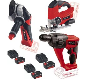 Resim Einhell Te-Js 18 Dekupaj Te-Hd 18 Li Matkap Te-Ag 18/115 Avuç Taşlama 3X4.0AH Akülü Set 
