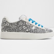 Resim Aldo TGOODMAN01 - Kadın Beyaz/Siyah Karalama Desenli Mavi Bağcıklı Sneaker 