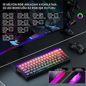 Resim Aula Hero 68 He Manyetik Klavye Rapid Trigger Dragon King Switch 8000Hz RGB Neon TKL Hot Swap Oyuncu Klavyesi Kırmızı 