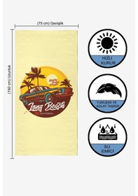 Resim Vevien Tong Beach Car Dijital Baskılı Plaj Havlusu Sarı 75x150 Cm 