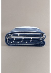 Resim Twin Battaniye Soft Pamuklu Çift Kişilik Battaniye Mavi Krem 200 X 220 5027a Mavi 