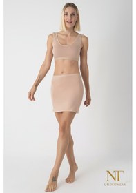 Resim Nt Underwear Bambu Mini Etek Astarı, Mini Jupon - Doğal Kumaş, Modern Kalıp. Bej 