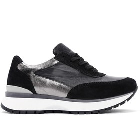 Resim Derimod Kadın Siyah Deri Süet Detaylı Sneaker 23wfd370614 