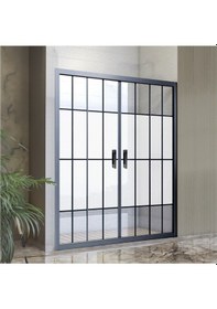 Resim Durul Duşakabin Ön Cephe 5mm Siyah Çizgi Ortası Buzlu H:190 cm Siyah 