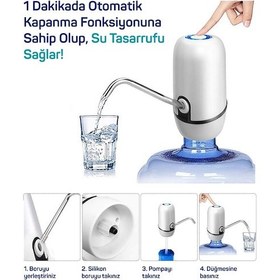 Resim Taşınabilir Sarjlı Otomatik Damacana Su Pompası Beyaz 