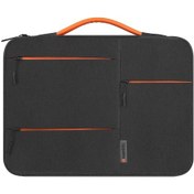 Resim Yaozixa İş İçin Suluğa Dayanıklı 14 İnç Notebook Çantası, Pu Saplı Taşınabilir Poliester Siyah Laptop Çantası 