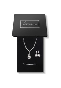 Resim Forentina Zirkon Taşlı Gümüş Kaplama Düğün Seti PS2562 Gümüş 