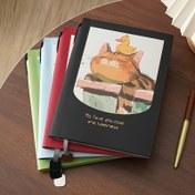 Resim Renkli illüstrasyonlarla kalın A5 deri defter, kapalı sayfa, manyetik kapanış, yazma, çizme ve planlama için kalın defter, sevimli not defteri 
