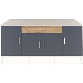 Resim Kronos Konsol 3 Raflı Tek Çekmeceli 4 Kapaklı 176x59x83 Aytaşı-antrasit/çam Antrasit/çam 