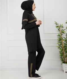 Resim CNG MODA Lacivert Simli Şerit Tesettür Eşofman Takımı 