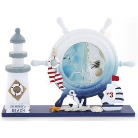 Resim 9088269160636drvs - Ahşap Marin Deniz Feneri Dümenli Çerceve Model 1 