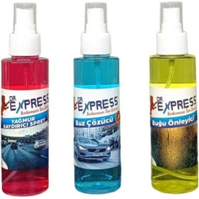 Resim Drexpress Kışlık 3'lü Oto Bakım Sprey Set Buğu Önleyici Buz Çözücü Yağmur Kaydırıcı 3x150ml 