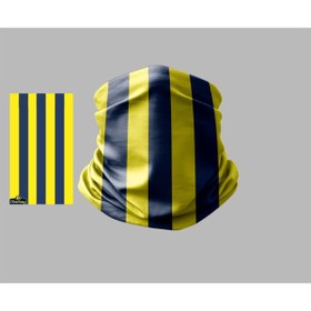 Resim Buffalo Sarı Lacivert Tasarımlı Motorcu Çok Amaçlı Outdoor Boyunluk Unisex Bandana 